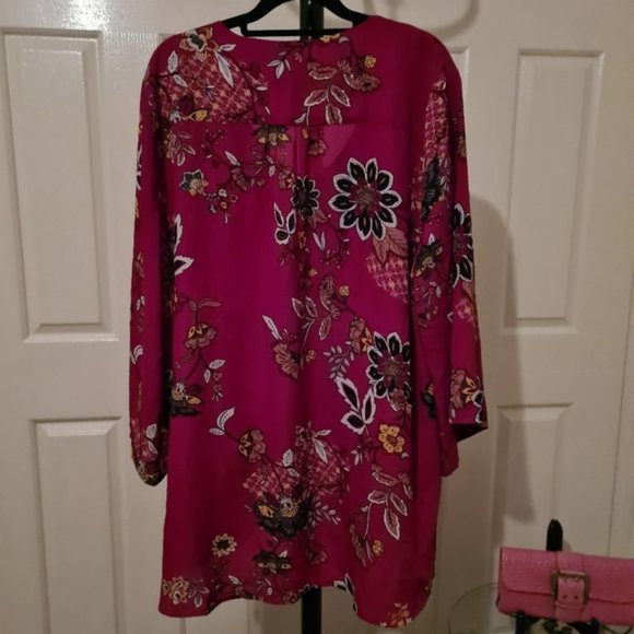 Millers 22 Red Floral Sheer Longsleeves Semi Formal Summer Blouse Tops - Picture 4 of 7